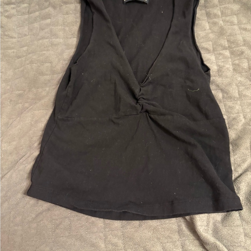 Brandy Melville Black Asymmetrical Cut Out Tank Top